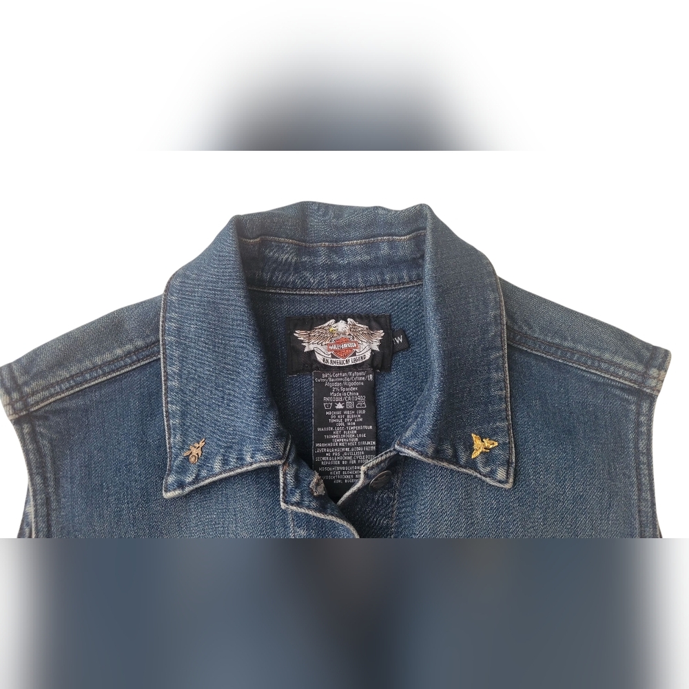 Harley-Davidson Blue Denim Cutoff Vest - Picture 6 of 10